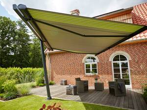 Markisenspezialist Markilux produziert Markisen, die Jahrzehnte halten. Rohstoffe und Energie werden massvoll eingesetzt. Die Tuchkassetten sind aus recyceltem Aluminium. Markilux GmbH + Co. KG.