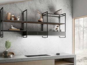 Durch seine modulare und individuell gestaltbare Struktur verleiht «Open Suite» von Elica dem Raum Charakter. Ausgehend von zwei Grundkonfigurationen kann zusätzliches Zubehör integriert werden. Adago Home GmbH.