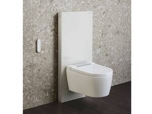 Dank dem Zusammenspiel von Design und Technik benötigt das «AquaClean» Dusch-WC nicht mehr Platz als eine konventionelle Toilette. Es zeichnet sich durch seine klare Formensprache und intuitiv bedienbare Funktionen aus. Geberit Vertriebs AG.